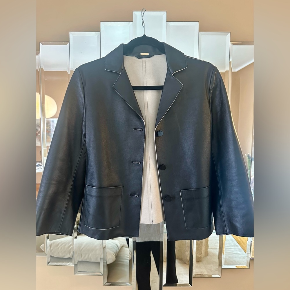 Cult Gaia Layton Black Leather Jacket Blazer - Picture 7 of 11